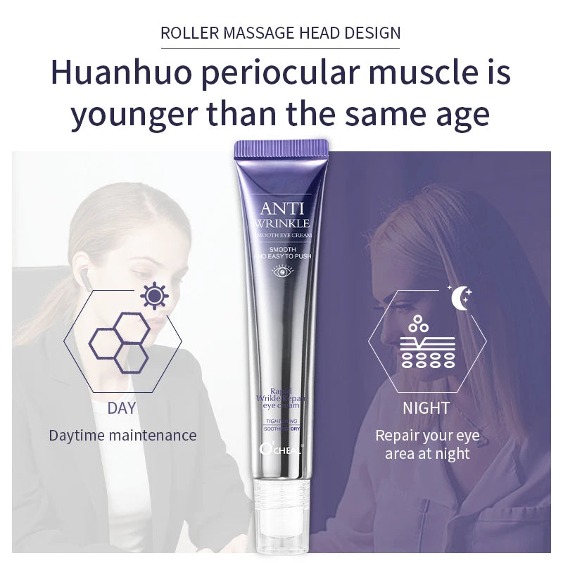 O'CHEAL Anti-rides Anti cernes crème pour les yeux rouleau masseur hydratant sacs pour les yeux Anti-âge acide hyaluronique soins de la peau des yeux