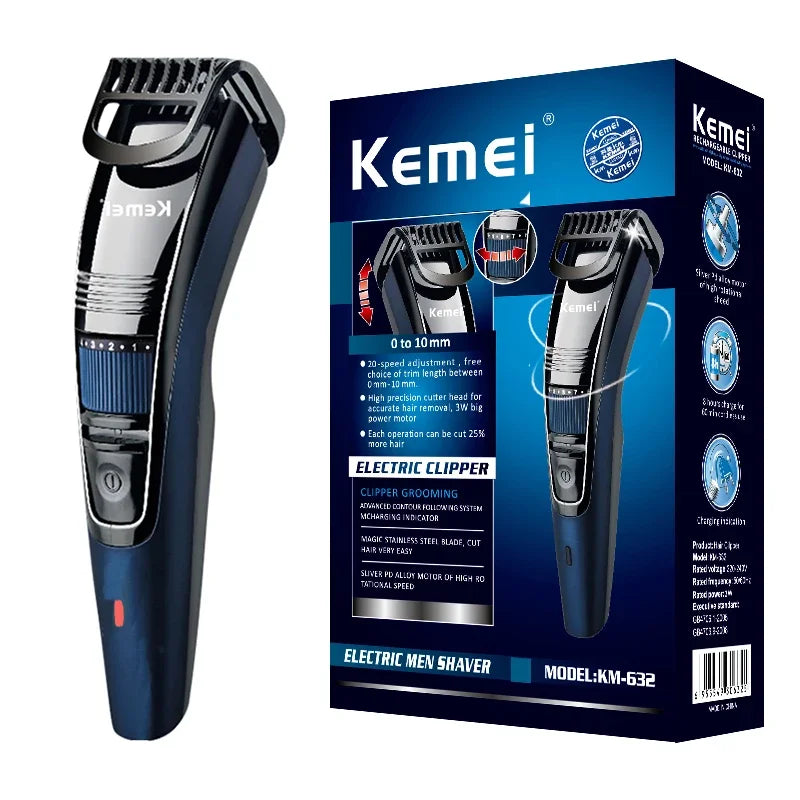 Kemei 0.5-10mm réglable barbe tondeuse à cheveux pour hommes Rechargeable moustache Stubble tondeuse à cheveux visage Machine de coupe de cheveux