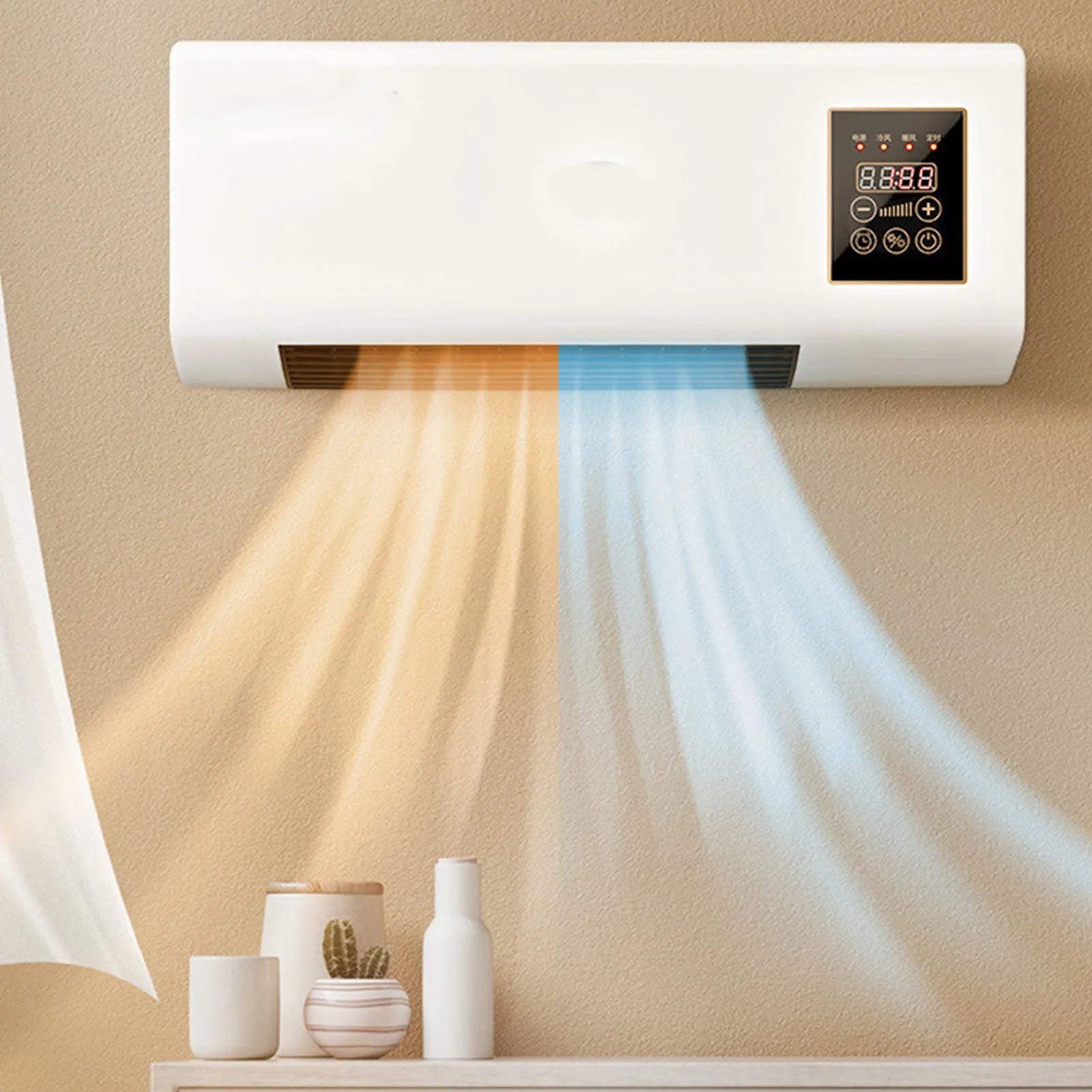 Climatiseur mural Portable 2 en 1, 1800W, frais et chaud, double usage, avec télécommande, pour la maison et la chambre à coucher