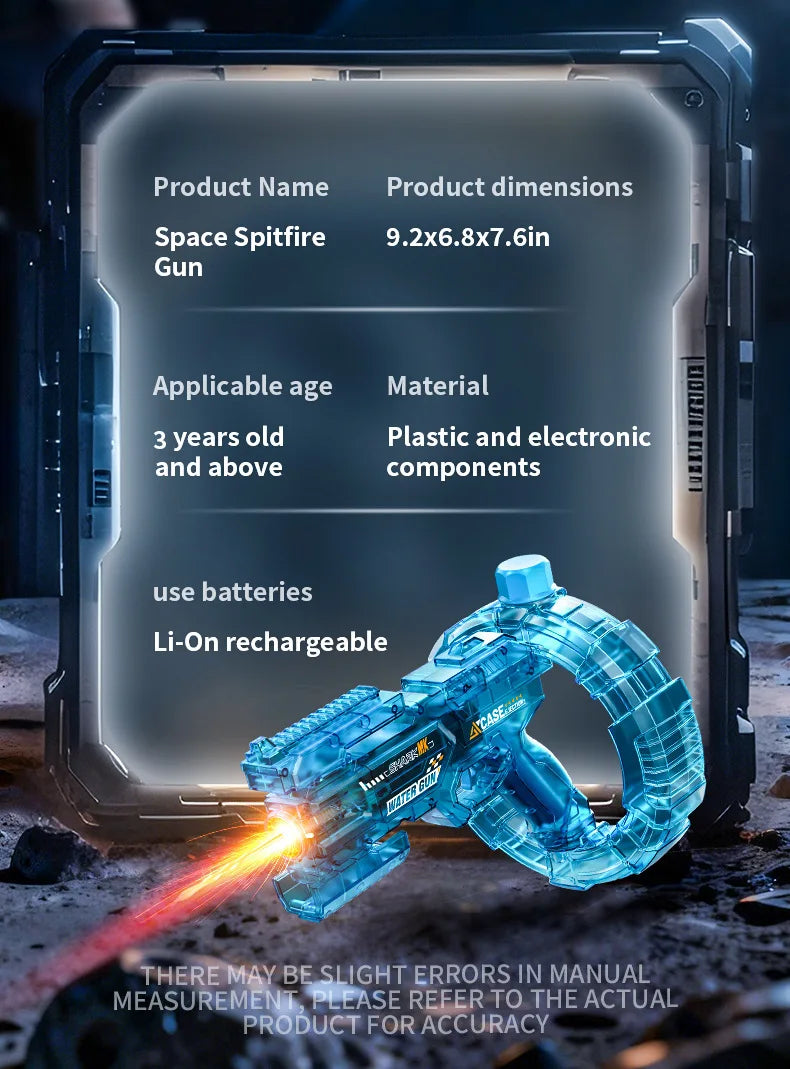 Pistolet à eau électrique spatial à énergie, avec éclairs LED, grande capacité, tir automatique continu, jouet pistolet à eau