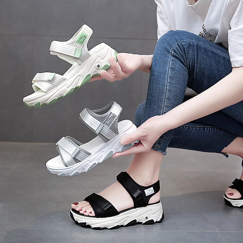 Sandales pour femmes, nouvelles chaussures d'été, style sport, mode décontractée, plateforme antidérapante, chaussures de plage antidérapantes, sandales