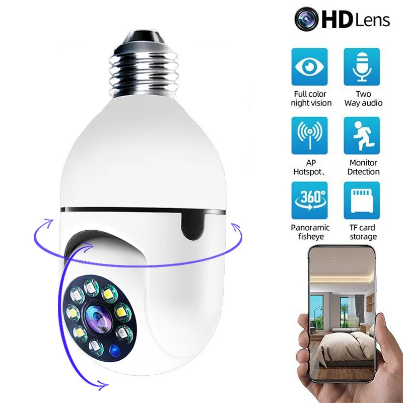 Caméra IP WiFi 4G E27 ampoule caméra 3MP sans fil bébé moniteur AI suivi sécurité vidéo Surveillance caméra pour animaux de compagnie SmartLife intérieur