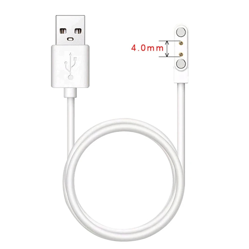 Câble de Charge magnétique puissant universel, 2 broches, 4mm, 7.62mm, 4 broches, cordon de ligne de Charge USB, noir et blanc pour montres intelligentes
