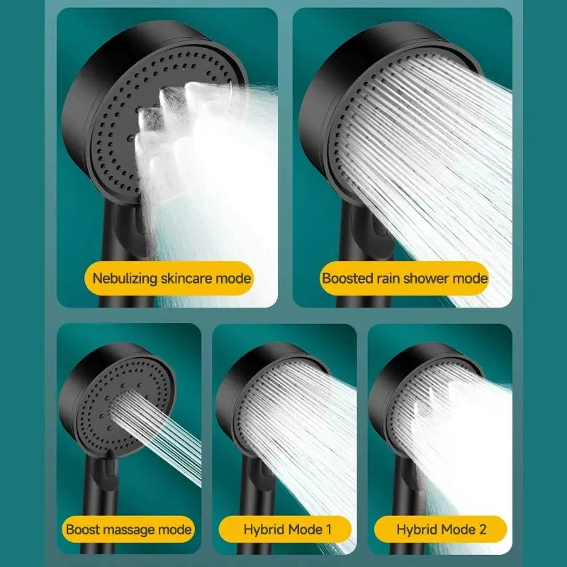 6 Modes Pression Boost Tête De Douche Multifonction Réglable Grande Douche D'eau Buse Massage Salle De Bains Accessoire