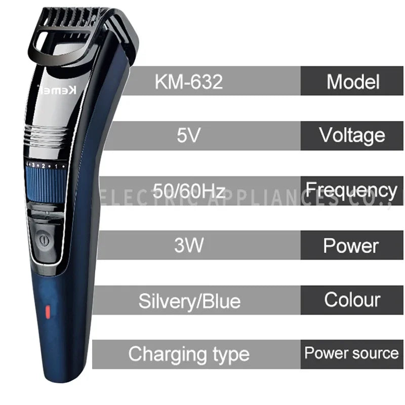 Kemei 0.5-10mm réglable barbe tondeuse à cheveux pour hommes Rechargeable moustache Stubble tondeuse à cheveux visage Machine de coupe de cheveux