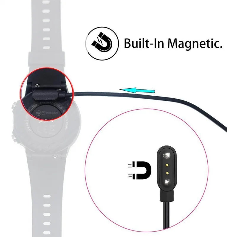 Câble de Charge magnétique puissant universel, 2 broches, 4mm, 7.62mm, 4 broches, cordon de ligne de Charge USB, noir et blanc pour montres intelligentes