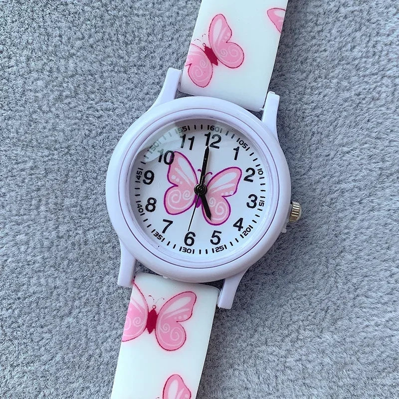 Belles filles montres papillon impression Silicone bonbons gelée montres à Quartz pour enfants enfants filles étudiants cadeaux de fête horloge