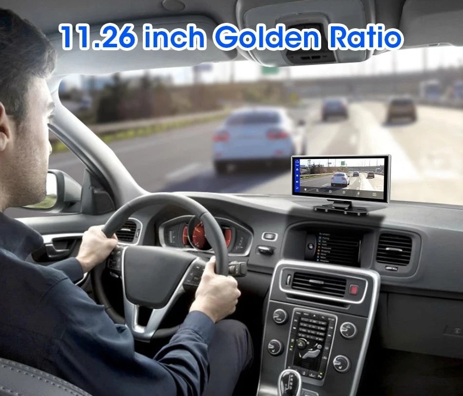 Srnubi 11.26 pouces 4K Dash Cam sans fil CarPlay et Android Auto Portable voiture DVR systèmes intelligents enregistreur vidéo GPS Navigation