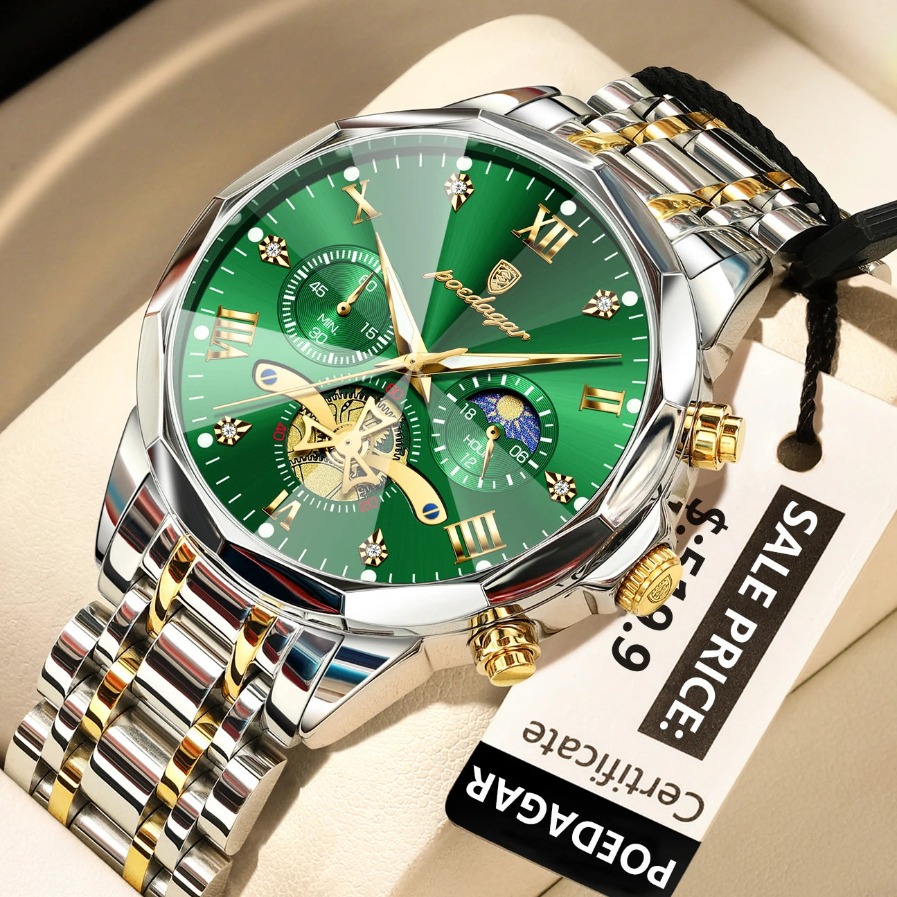 POEDAGAR luxe hommes montre haut Original étanche lumineux chronographe homme montre-bracelet en acier inoxydable Quartz hommes montres Reloj