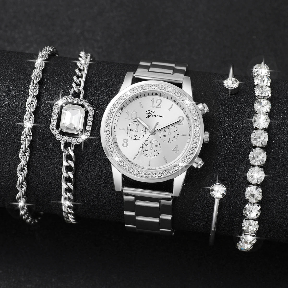 5 pièces de luxe diamant femmes montres Bracelet ensemble dames cadran arabe montres à Quartz Reloj Mujer (sans boîte)