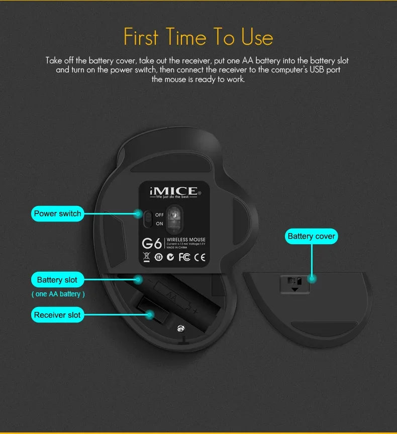 Souris sans fil NexusClick 2.4G à clic silencieux, 3 DPI réglables, 6 boutons, économie d'énergie, USB Plug and Play, pour ordinateur portable, bureau, jeux