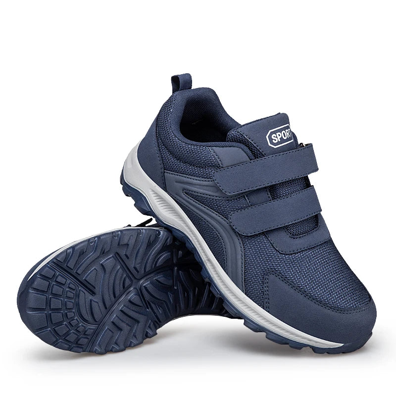 Chaussures pour diabétiques pour hommes, chaussures de marche confortables pour personnes âgées, pieds gonflés, orthopédiques réglables, Double sangle, baskets à crochet et boucle