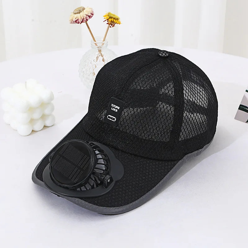 Casquette de baseball respirante avec ventilateur solaire rechargeable par USB, anti-UV, pour la randonnée, la pêche, les sports de plein air, cadeau pour la fête des pères