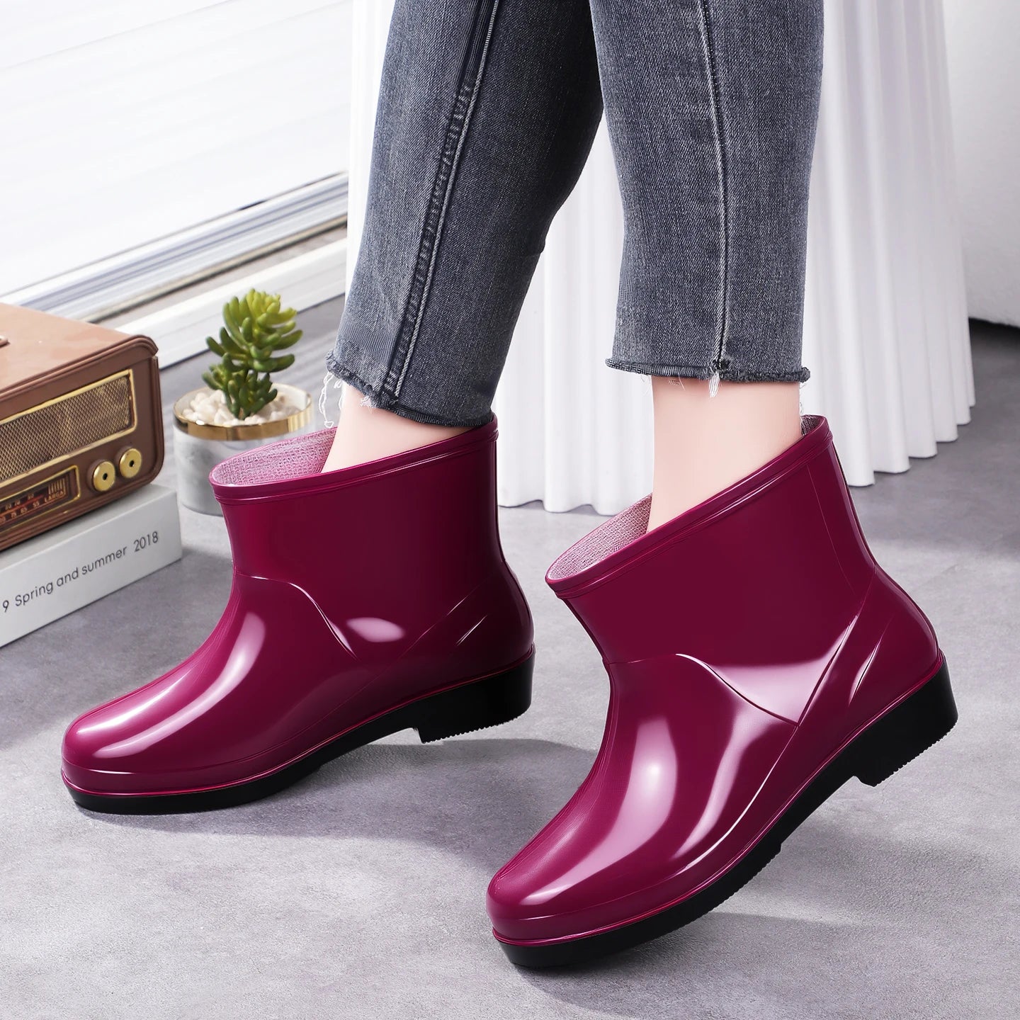Nouvelles chaussures aquatiques confortables, élégantes, polyvalentes, courtes et à coupe basse, chaussures de pluie de style occidental, bottes de pluie décontractées, chaudes.