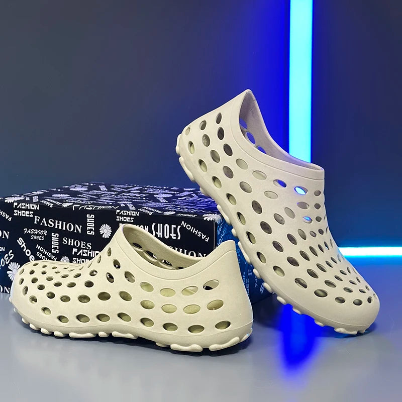 Sandales pour hommes Été 2026 Antidérapantes Résistantes à l'usure Chaussures ajourées à couvrance totale Chaussures de pêche et de wading pour hommes en extérieur
