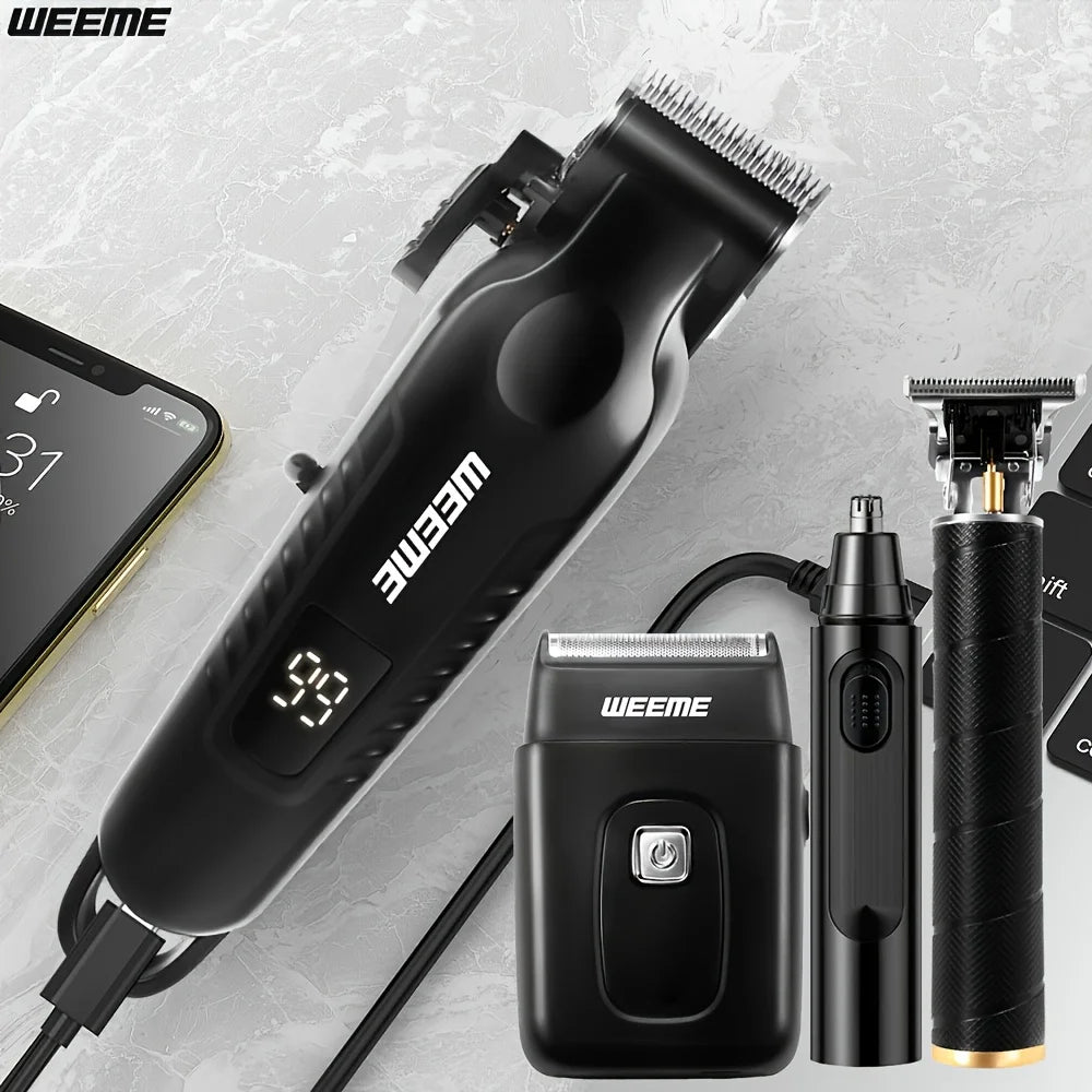 WEEME 4 en 1 hommes Kit de toilettage écran LCD USB Rechargeable