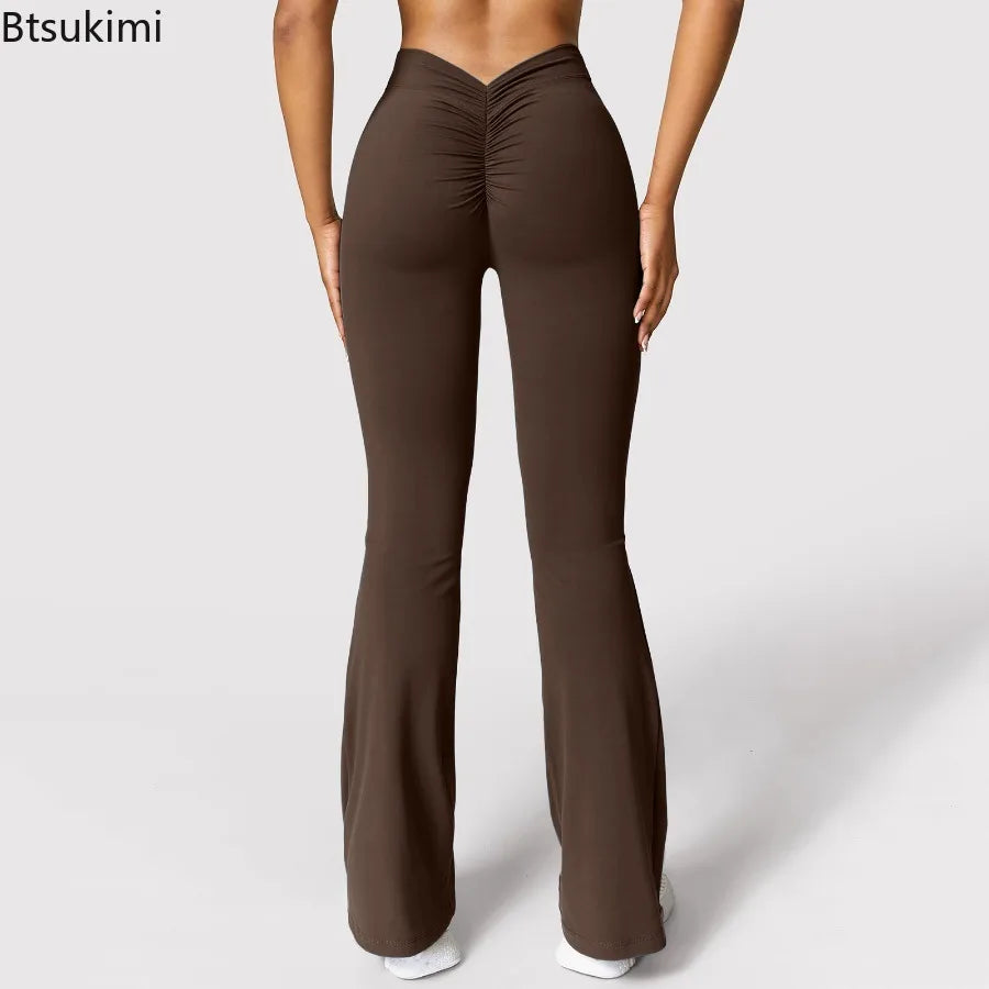 Nouveau Legging Évasé Femme Tendance, Pantalon de Yoga Taille Haute à Coupe V, Pantalon Large Décontracté pour Femme, Idéal Sport et Gym