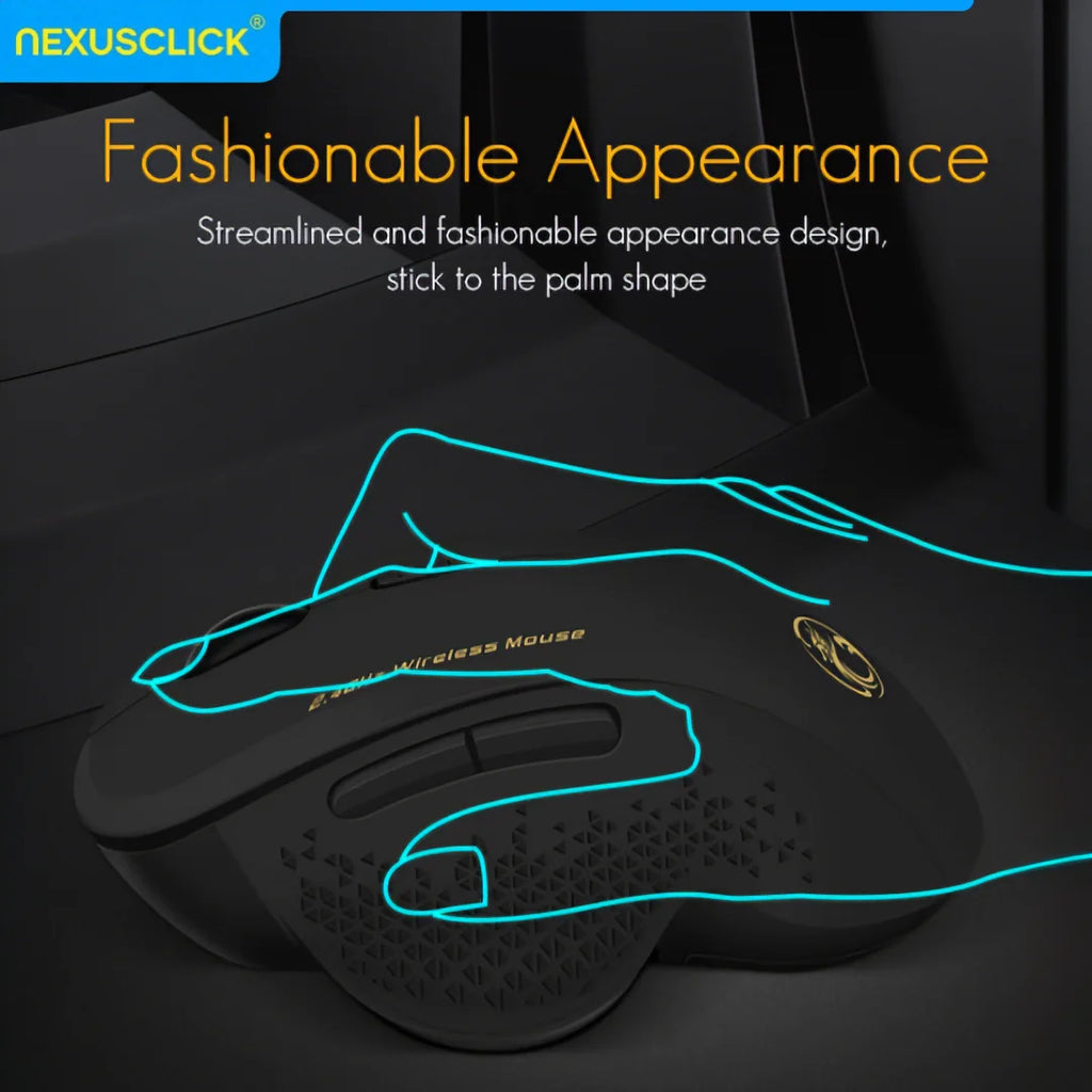 Souris sans fil NexusClick 2.4G à clic silencieux, 3 DPI réglables, 6 boutons, économie d'énergie, USB Plug and Play, pour ordinateur portable, bureau, jeux