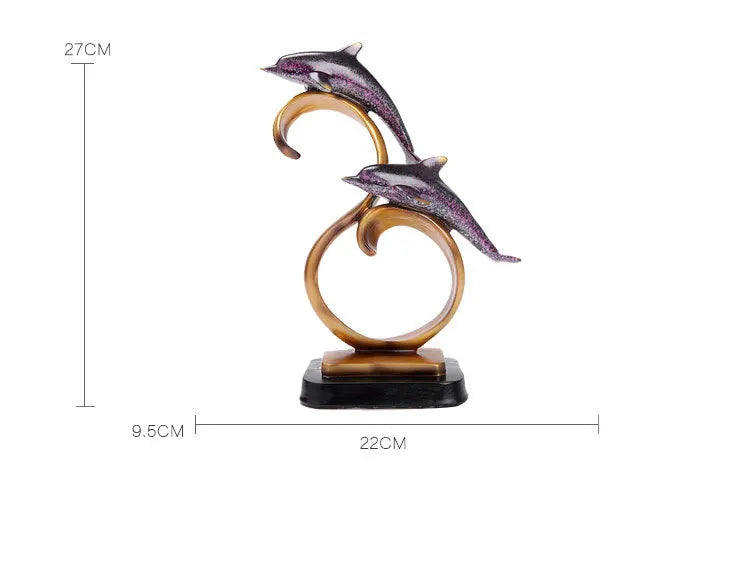Ornements de bureau, animaux dauphin, décoration de maison, salon, chambre à coucher, Figurines artisanales européennes en résine, Statues créatives