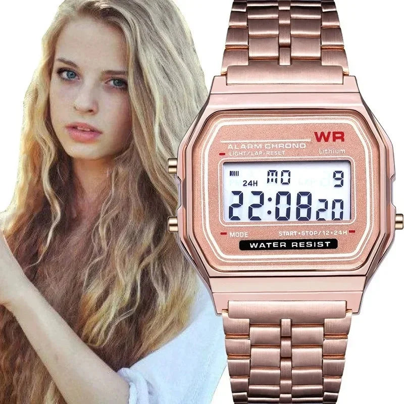 F91W bracelet en acier montres femmes montre hommes horloge d'affaires multifonction LED numérique sport montre-bracelet horloge électronique Electron wi