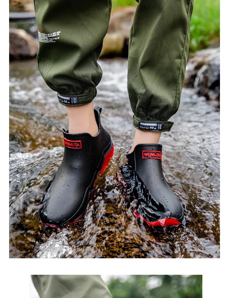 Chaussures de pluie tendance pour homme, imperméables, antidérapantes, en caoutchouc, pour l'extérieur, la cuisine et la pêche