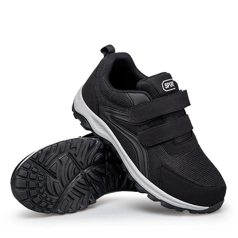 Chaussures pour diabétiques pour hommes, chaussures de marche confortables pour personnes âgées, pieds gonflés, orthopédiques réglables, Double sangle, baskets à crochet et boucle