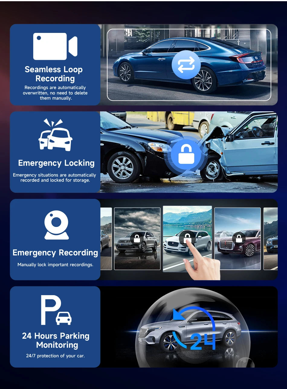 Srnubi 11.26 pouces 4K Dash Cam sans fil CarPlay et Android Auto Portable voiture DVR systèmes intelligents enregistreur vidéo GPS Navigation