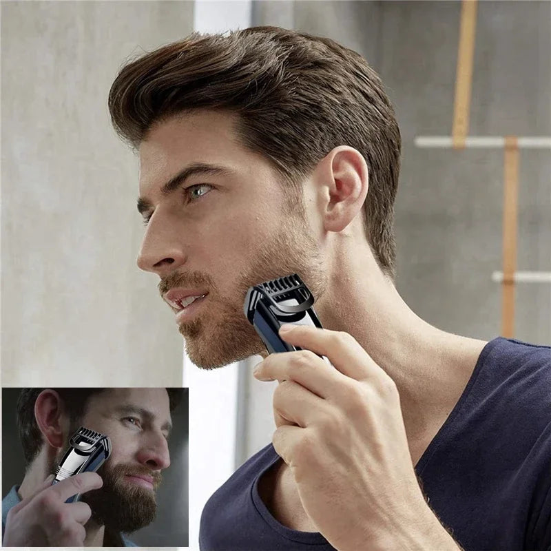 Kemei 0.5-10mm réglable barbe tondeuse à cheveux pour hommes Rechargeable moustache Stubble tondeuse à cheveux visage Machine de coupe de cheveux