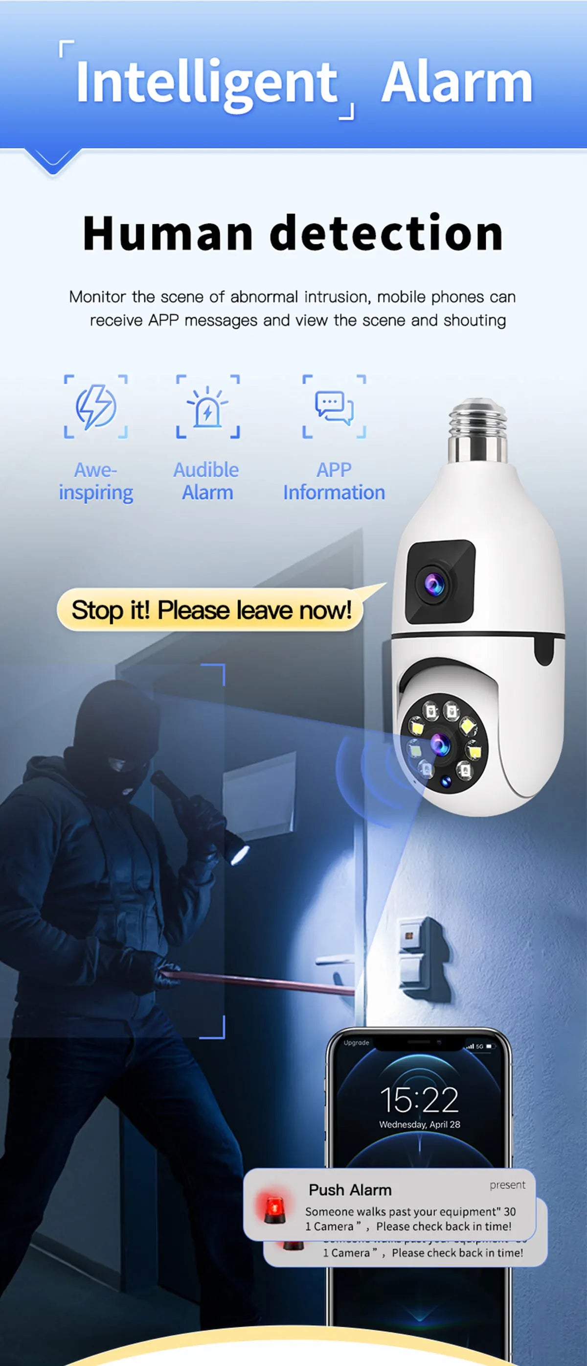 Caméra de Surveillance couleur Vision nocturne moniteur de sécurité automatique suivi humain Zoom intérieur Wifi Miini caméra IP