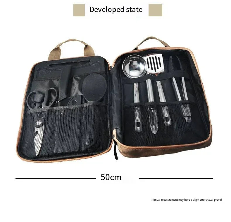 Ensemble d'ustensiles de voyage 8 pièces Livré avec un ensemble complet d'ustensiles de cuisine épais Kit de rangement Couverts Fournitures de camping portables Outils