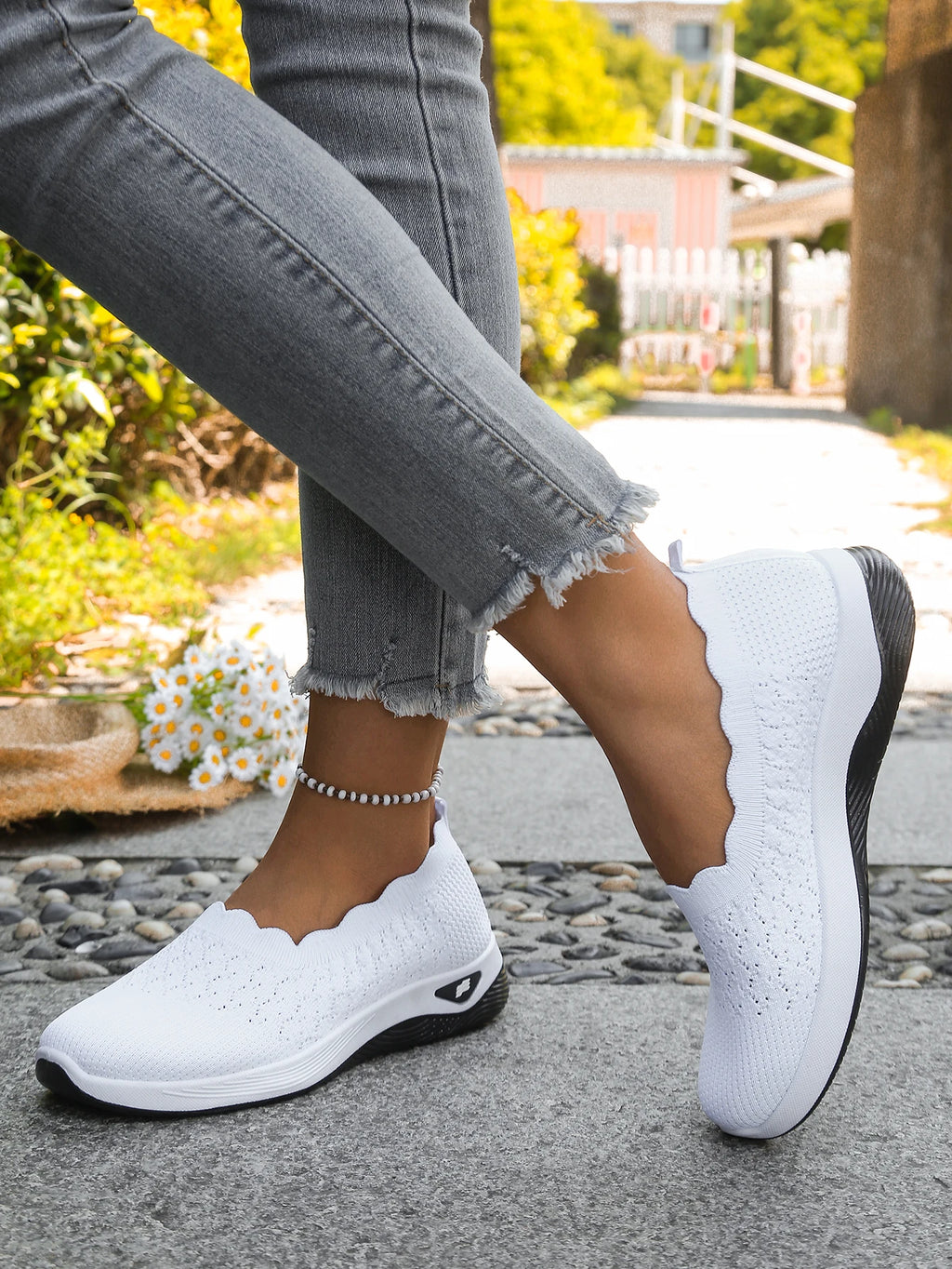 Chaussures orthopédiques pour femmes, chaussures de marche en tricot, respirantes, à enfiler, mocassins souples, baskets compensées antidérapantes, chaussures décontractées confortables