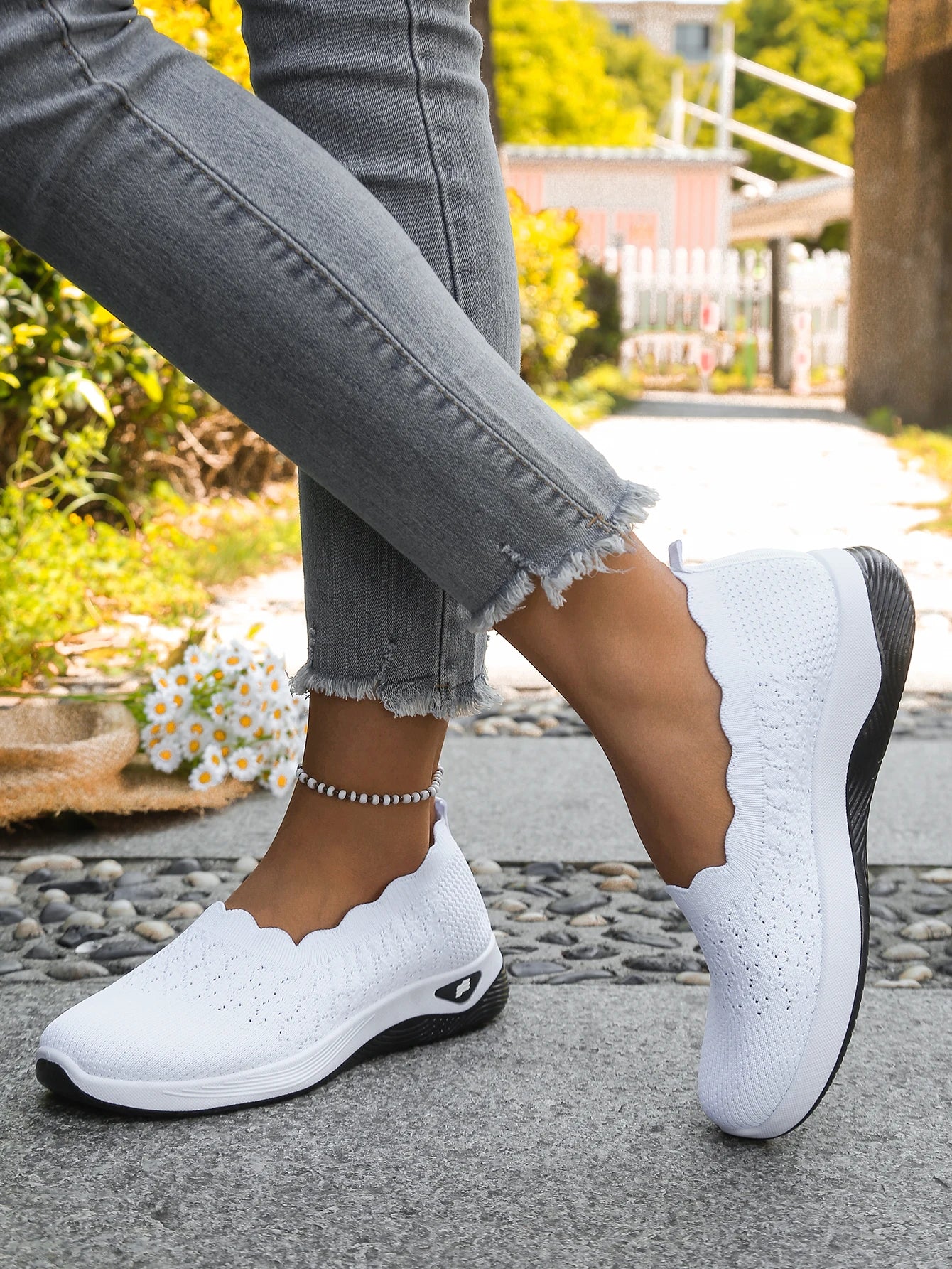 Chaussures orthopédiques pour femmes, chaussures de marche en tricot, respirantes, à enfiler, mocassins souples, baskets compensées antidérapantes, chaussures décontractées confortables