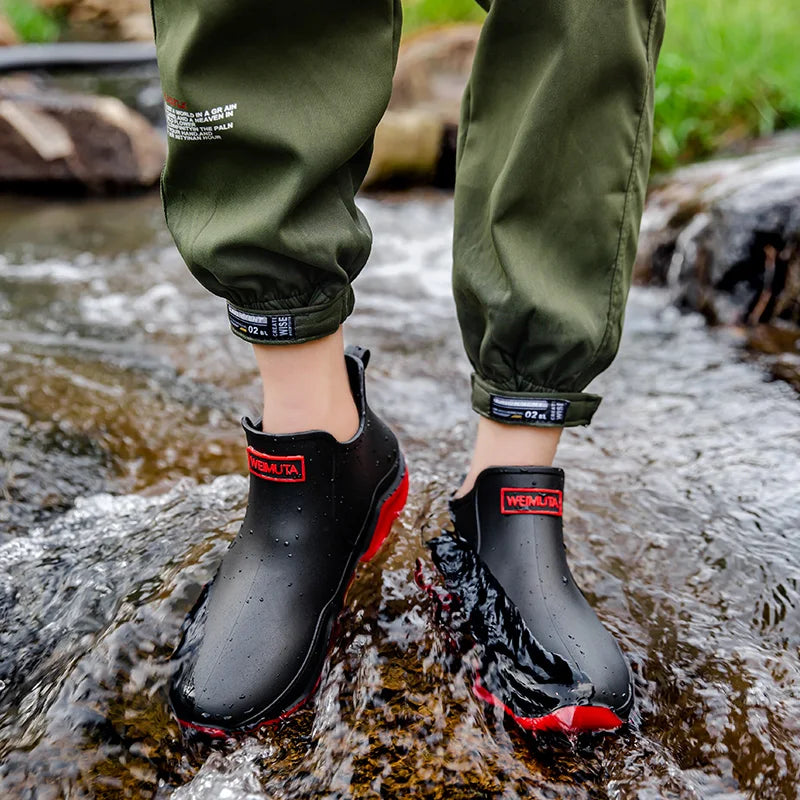 Chaussures de pluie tendance pour homme, imperméables, antidérapantes, en caoutchouc, pour l'extérieur, la cuisine et la pêche