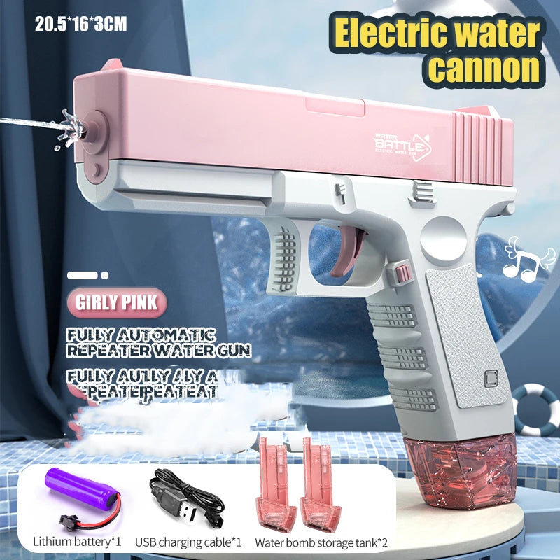 Pistolet à eau électrique spatial à énergie, avec éclairs LED, grande capacité, tir automatique continu, jouet pistolet à eau