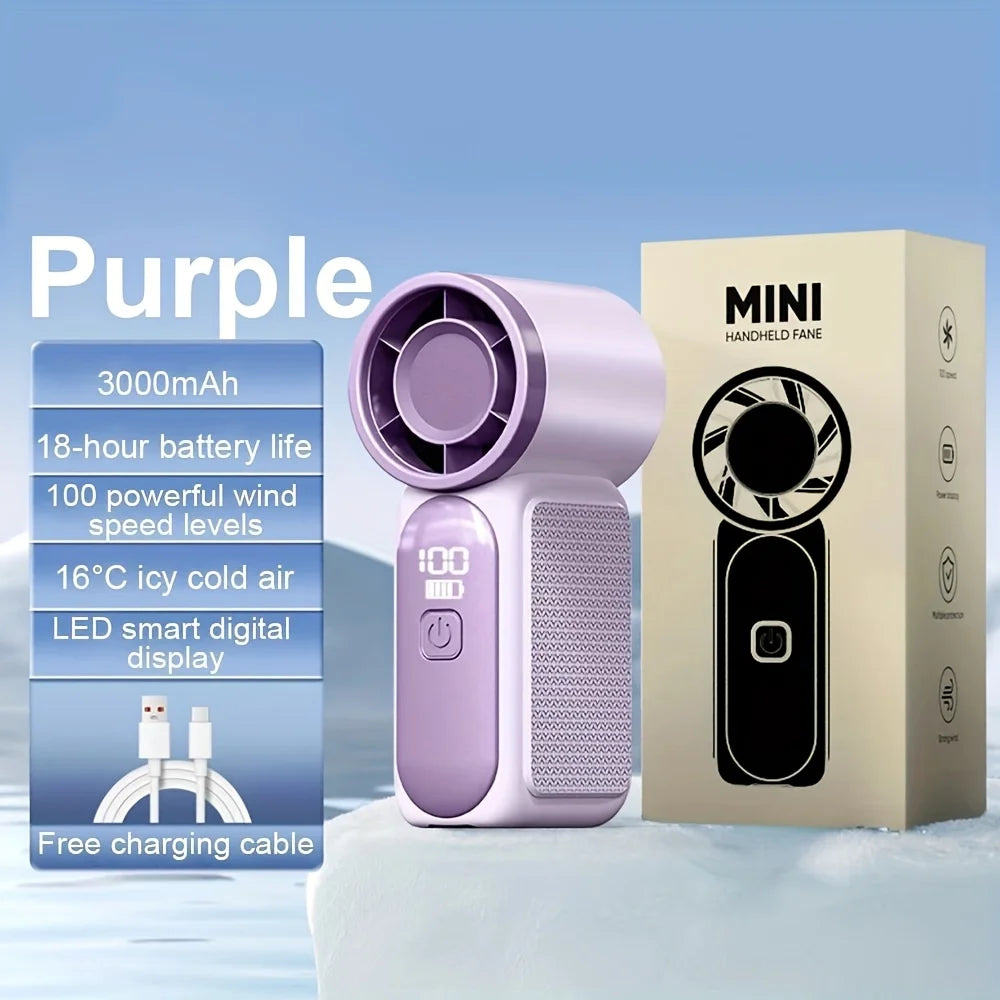Mini ventilateur portatif 3600mAh, ventilateur turbo de poche haute vitesse pour les voyages en plein air