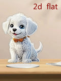 Peinture diamant 2D/plat, ornement de décoration à motif de chien, design de diamant irrégulier unique à faire soi-même, adapté à la maison, à la chambre à coucher et au bureau