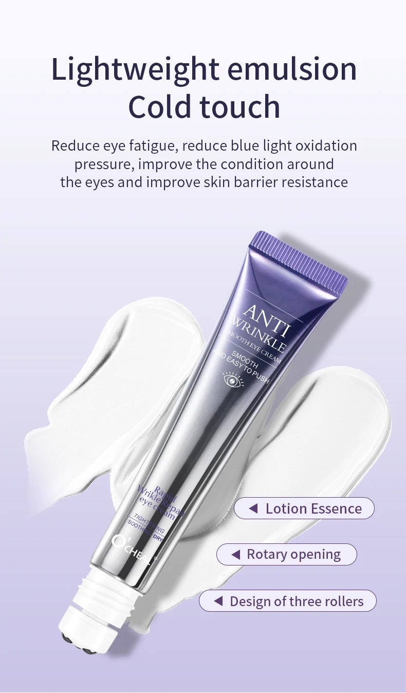 O'CHEAL Anti-rides Anti cernes crème pour les yeux rouleau masseur hydratant sacs pour les yeux Anti-âge acide hyaluronique soins de la peau des yeux