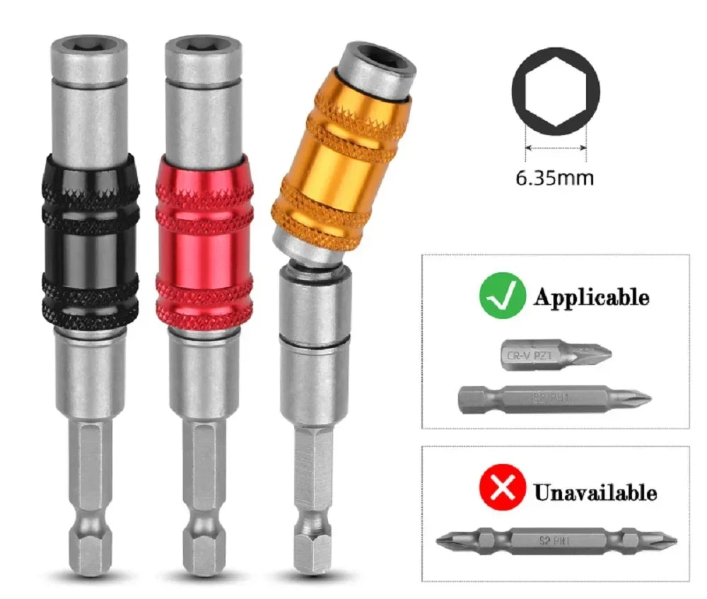 Porte-foret magnétique pivotant, 1 pièce, jeu de supports de pointe, Pivot d'extension de foret, vis pivotante hexagonale à dégagement rapide de 1/4 pouces