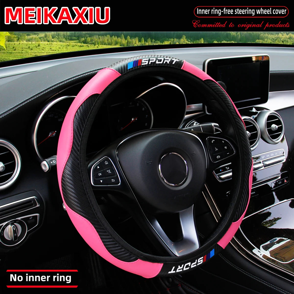 Le couvre-volant SPORT toutes saisons en fibre de carbone (sans anneau intérieur) convient aux accessoires intérieurs automobiles de 37 à 38 cm.