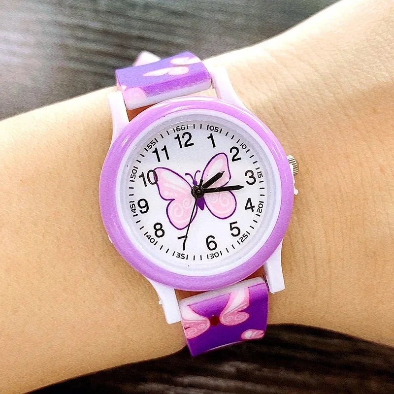 Belles filles montres papillon impression Silicone bonbons gelée montres à Quartz pour enfants enfants filles étudiants cadeaux de fête horloge