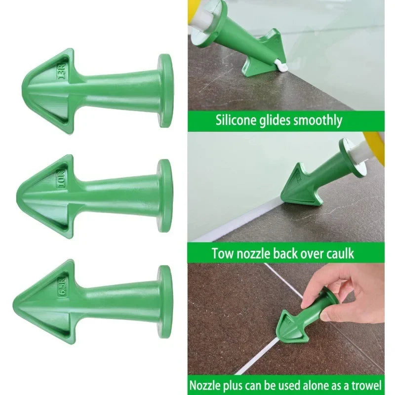 Buse de mastic en Silicone multifonctionnelle, grattoir, outils de calfeutrage au sol, Kit de buses de mastic en Silicone, ensemble d'amélioration de l'habitat A, 3 pièces