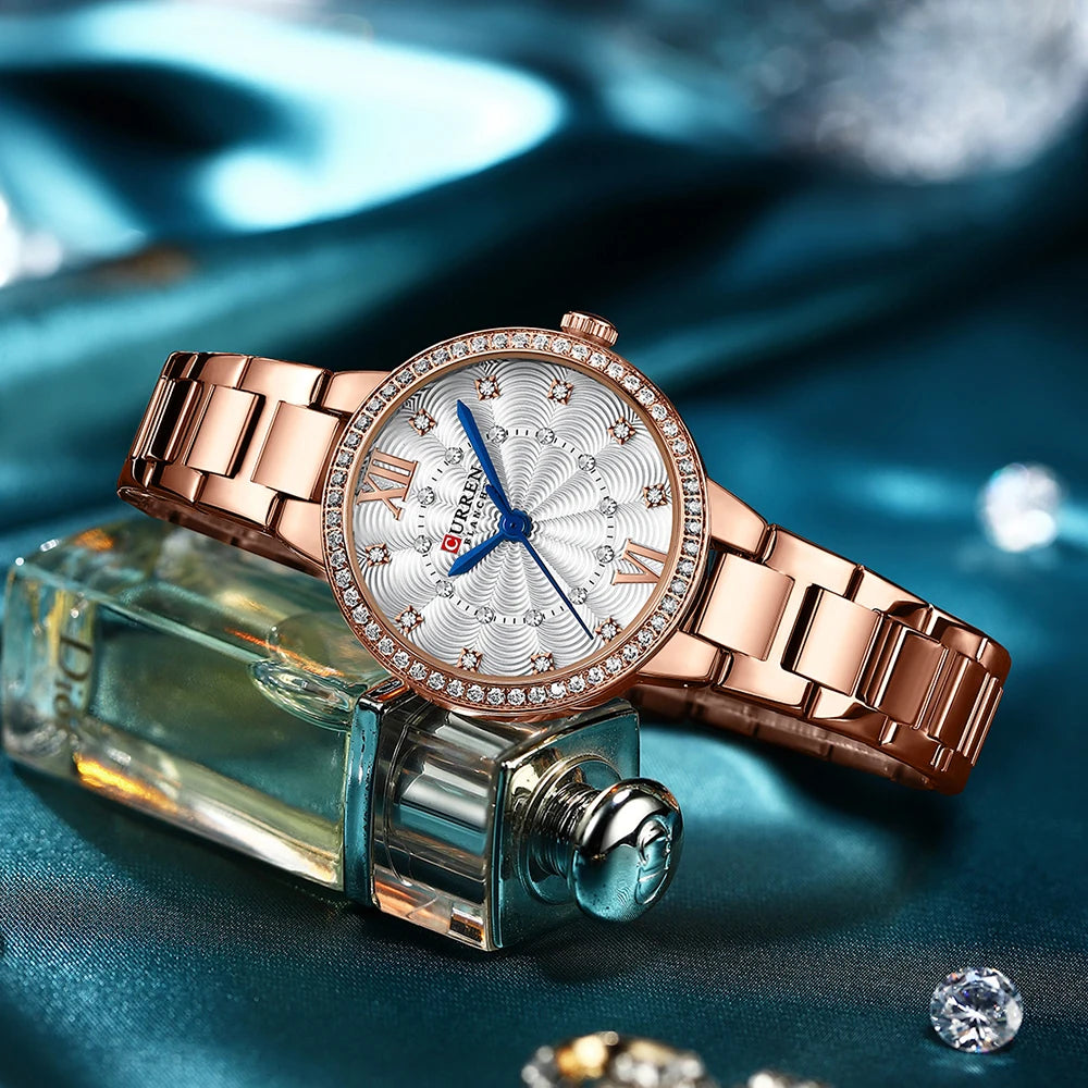 Istro REN-Montres-bracelets à quartz avec bracelet en acier inoxydable pour hommes et femmes, biscuits de luxe, cadran rose, montres à la mode, nouveau