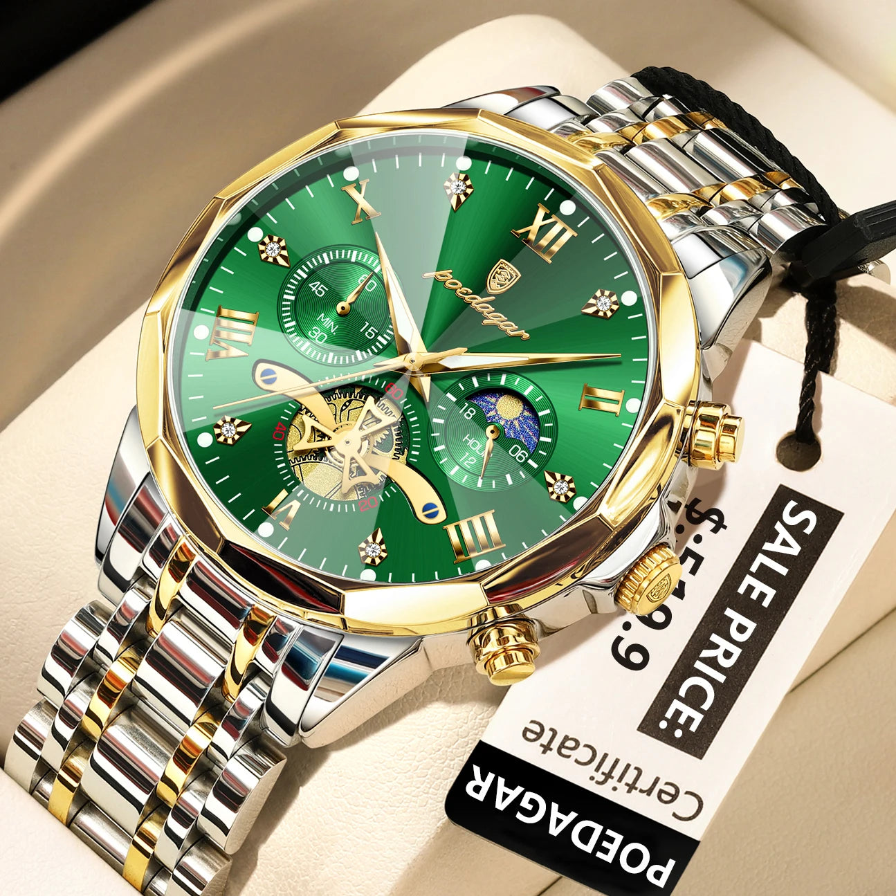 POEDAGAR luxe hommes montre haut Original étanche lumineux chronographe homme montre-bracelet en acier inoxydable Quartz hommes montres Reloj