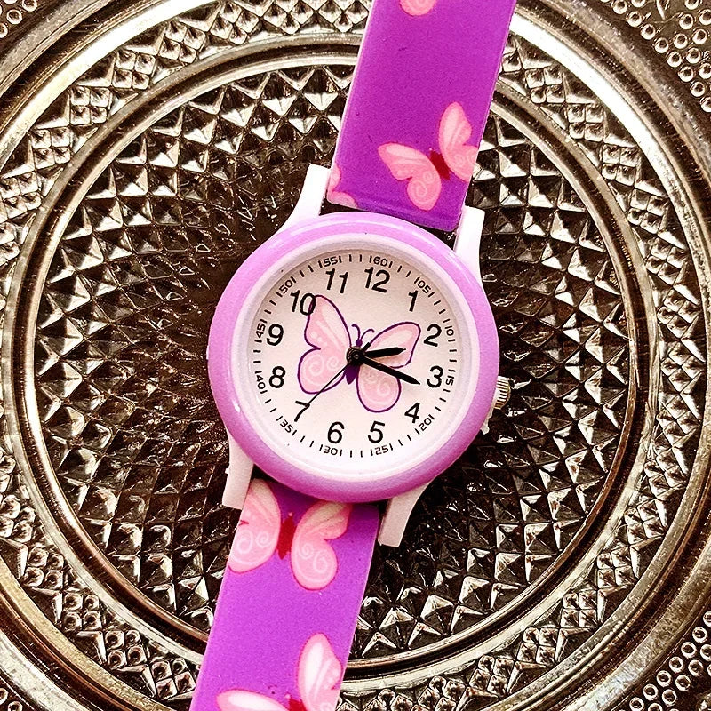 Belles filles montres papillon impression Silicone bonbons gelée montres à Quartz pour enfants enfants filles étudiants cadeaux de fête horloge