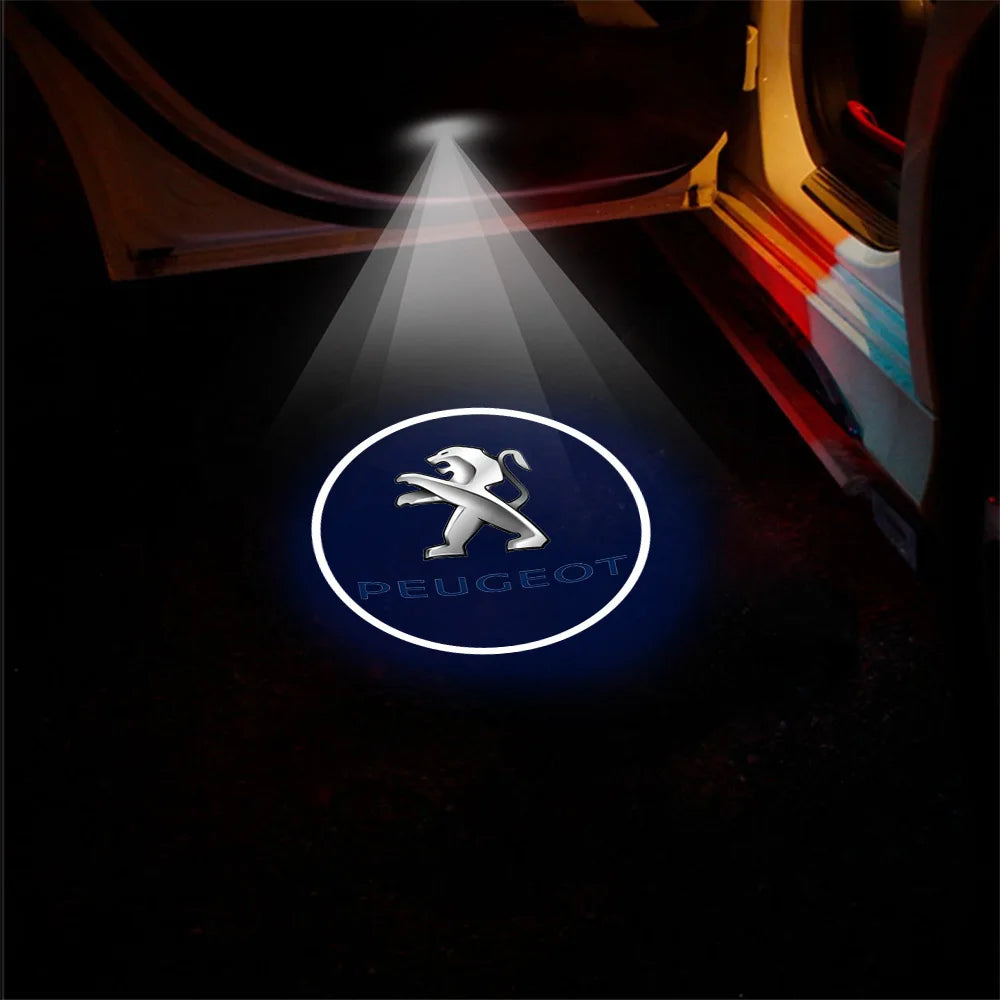 Projecteur LED sans fil pour logo de voiture, éclairage de bienvenue sur la portière, lampe de projection de badge pour Peugeot 206 207 208 307 308 107 2008 3008, accessoires
