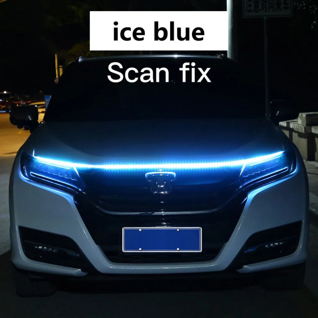 RXZ LED feux de jour balayage démarrage capot de voiture lumières décoratives DRL Auto moteur capot Guide lampe d'ambiance décorative 12V