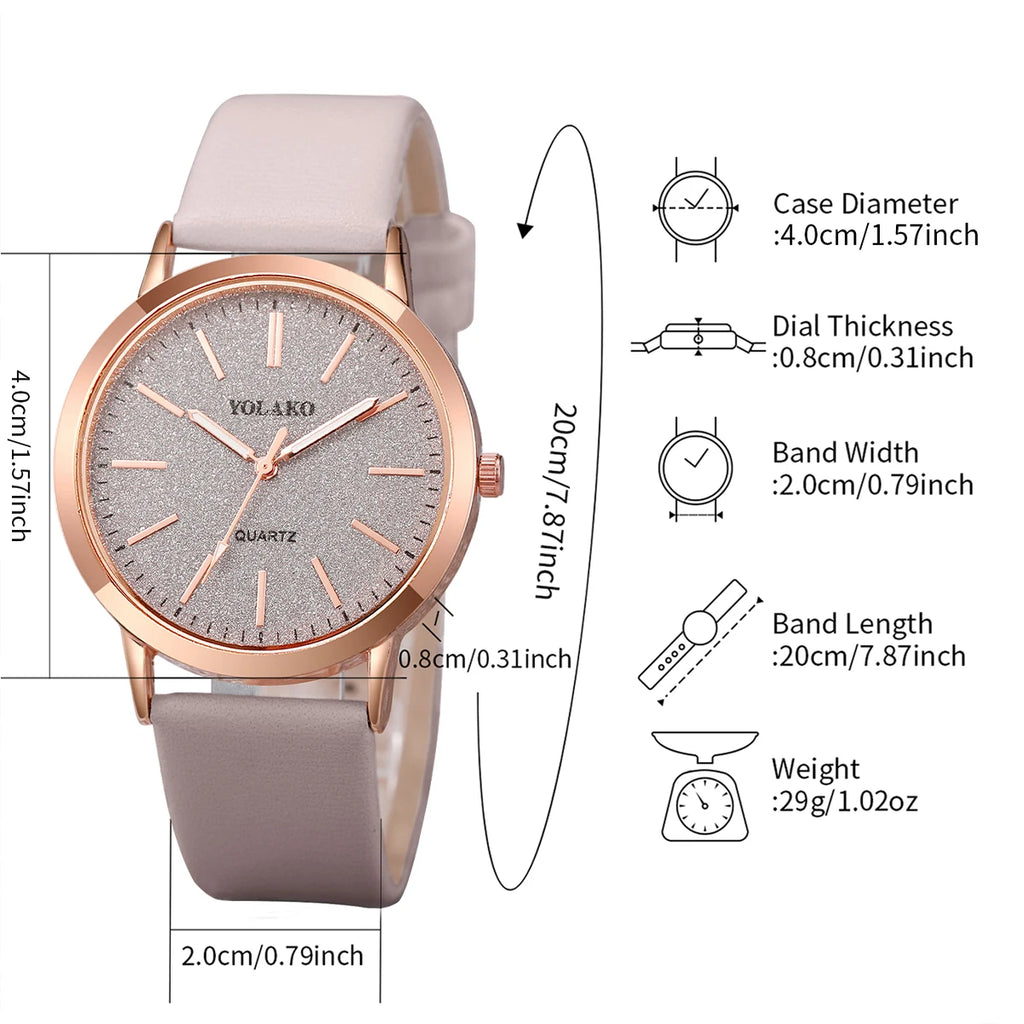 6 pièces/ensemble mode cadran givré montre à Quartz pour femmes bracelet en cuir montres coeur ensemble de bijoux (sans boîte)