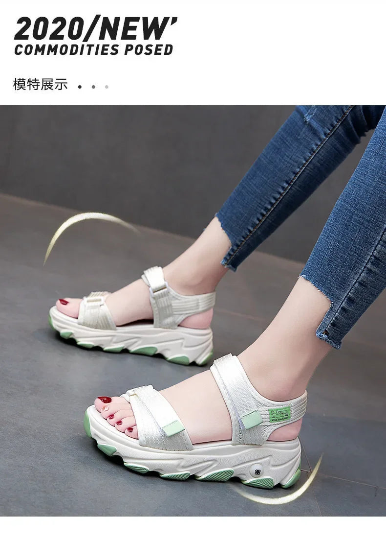 Sandales pour femmes, nouvelles chaussures d'été, style sport, mode décontractée, plateforme antidérapante, chaussures de plage antidérapantes, sandales