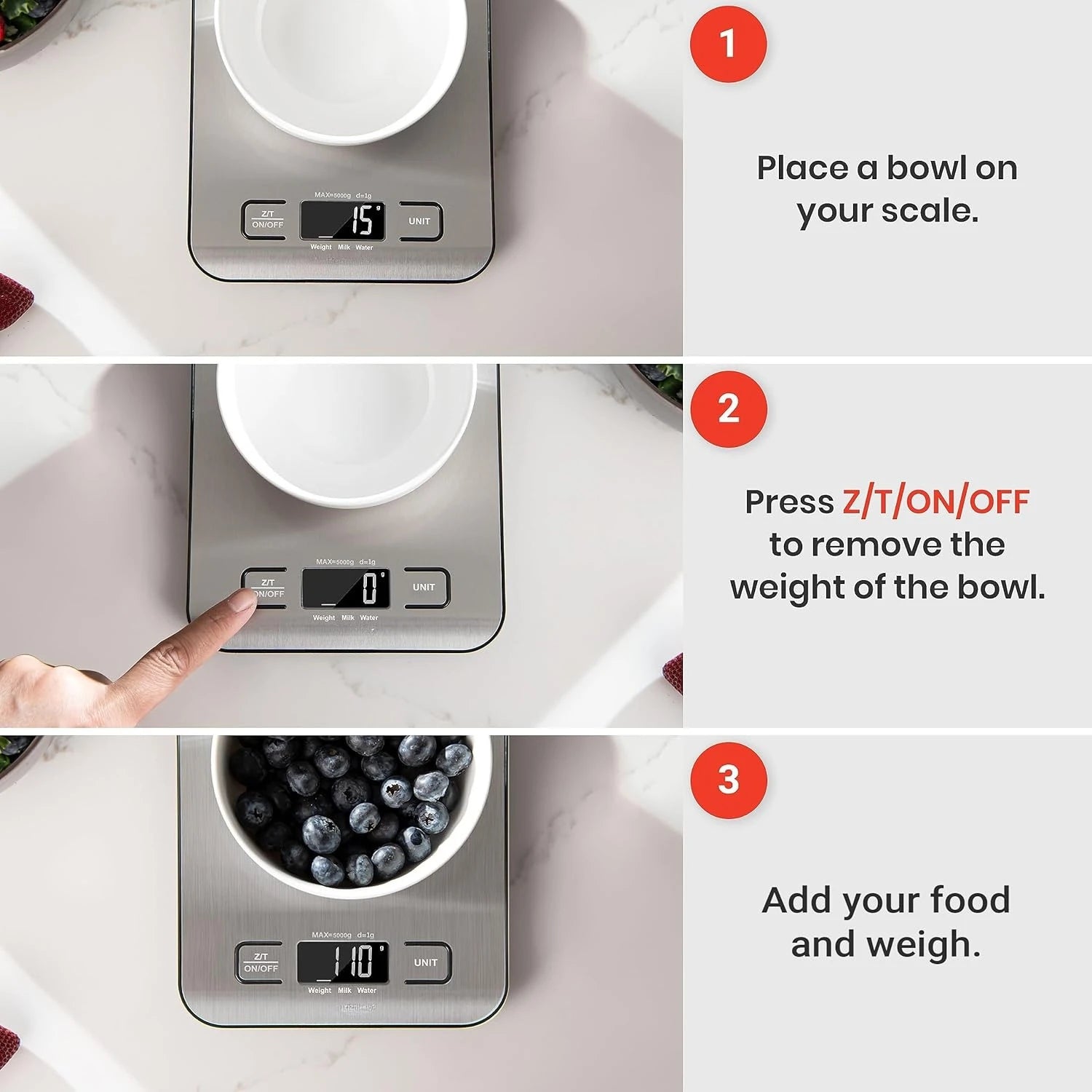 Balance de cuisine numérique, grammes et onces, pour la perte de poids, la pâtisserie, la cuisine, le régime cétogène et la préparation des repas, écran LCD, taille moyenne