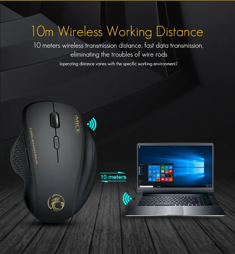 Souris sans fil NexusClick 2.4G à clic silencieux, 3 DPI réglables, 6 boutons, économie d'énergie, USB Plug and Play, pour ordinateur portable, bureau, jeux